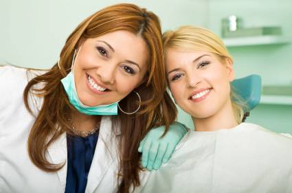 Dental staff and patient